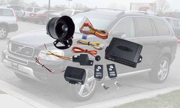 An image of a car and car alarm parts